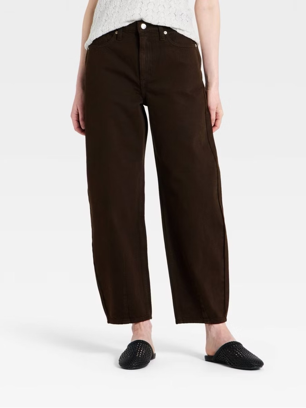 Women's barrel Jeans in Dark Brown